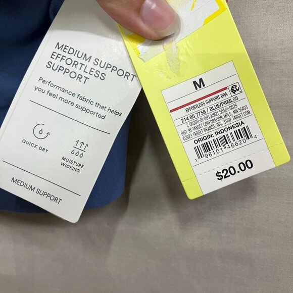 All in Motion Women's Size M Blue Medium Support Effortless Support Bra Sports - Picture 8 of 10